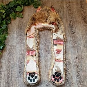 Spirit Hoods Coyote Italy Tan Pink Faux Fur Hat